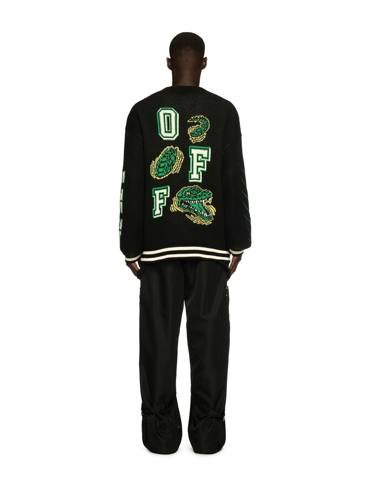 OFF WHITE OFF CROCO COT VARSITY KNIT CA BLACK OMHB019S25KNI002