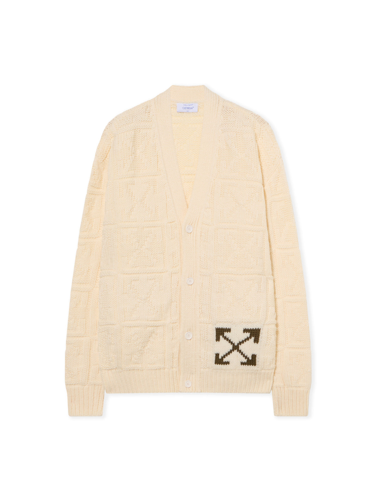 OFF WHITE Arrow 3D Stitch Cardigan CREAM - BEECH OMHB02LF25KNI001