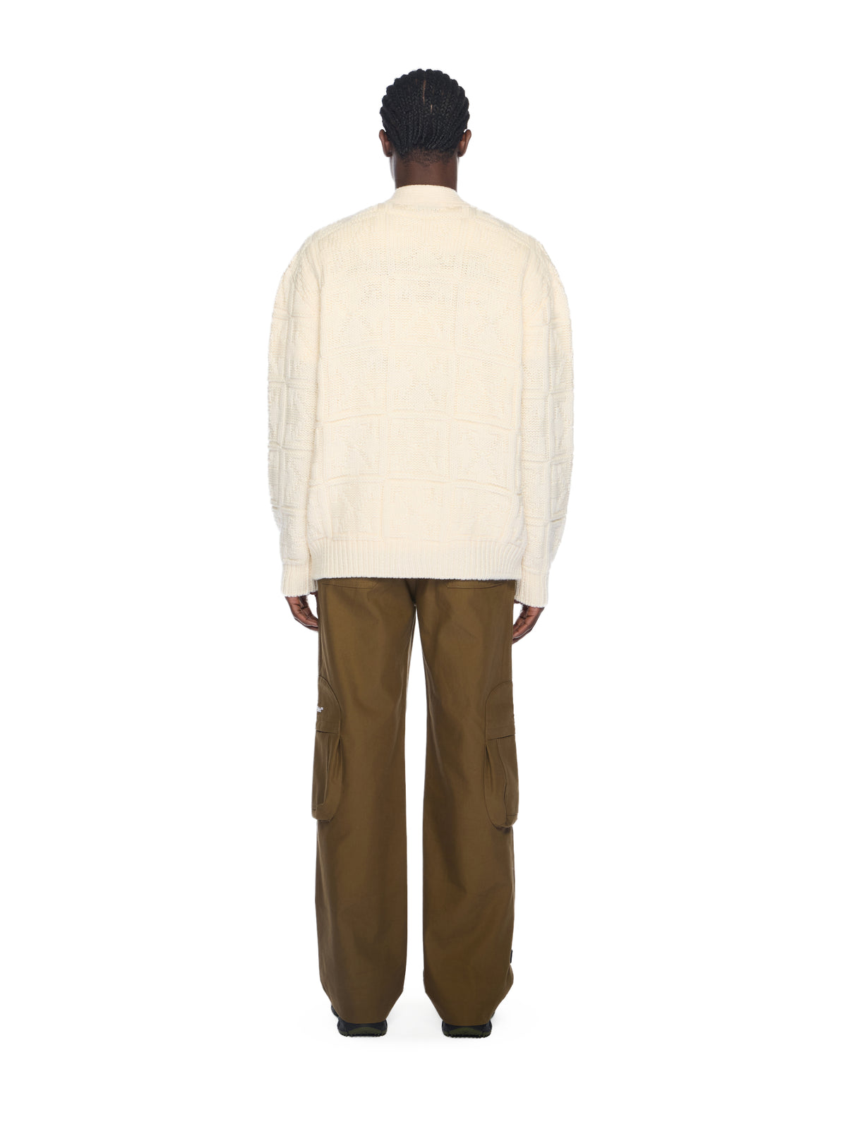 OFF WHITE Arrow 3D Stitch Cardigan CREAM - BEECH OMHB02LF25KNI001