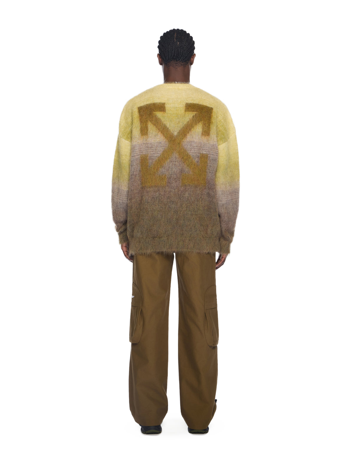 OFF WHITE Mohair Arrow Gradient Crewneck Sweater GREEN MOSS - BEECH OMHE170F25KNI001