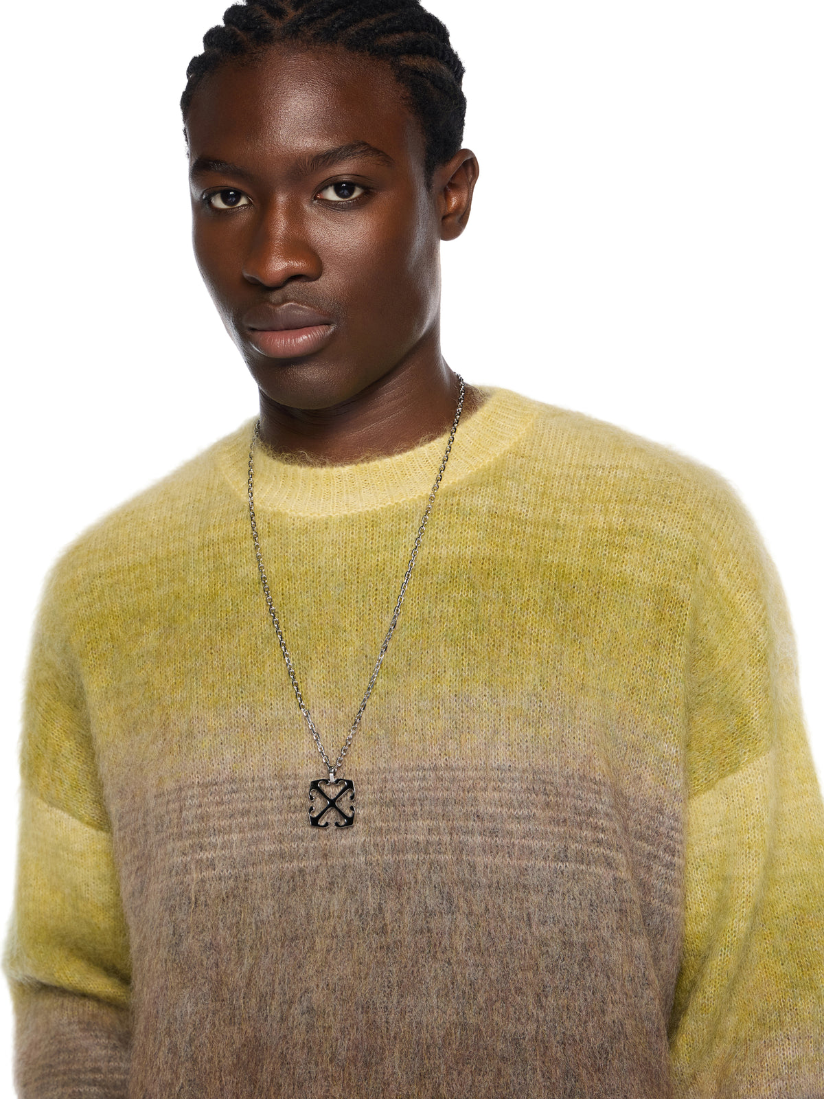 OFF WHITE Mohair Arrow Gradient Crewneck Sweater GREEN MOSS - BEECH OMHE170F25KNI001
