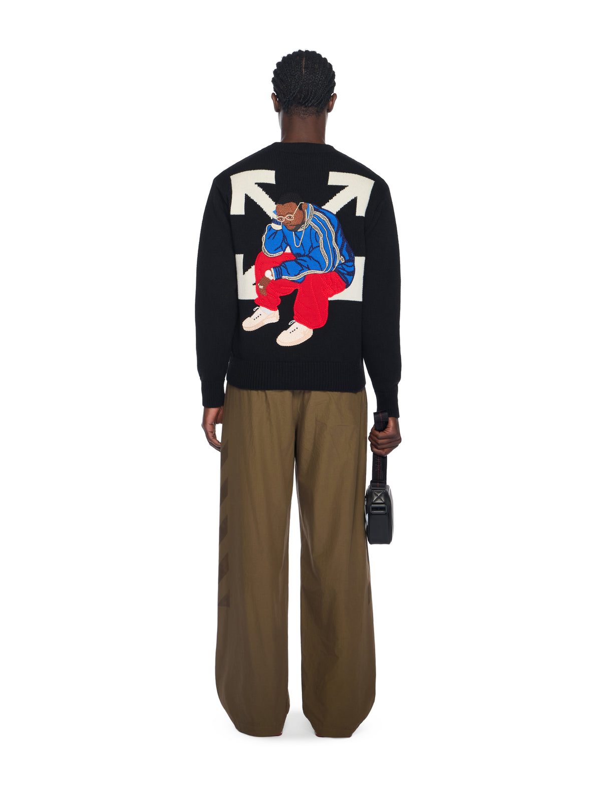OFF WHITE Thinkman Arrow Knit Crewneck BLACK - WHITE OMHE20NF25KNI001