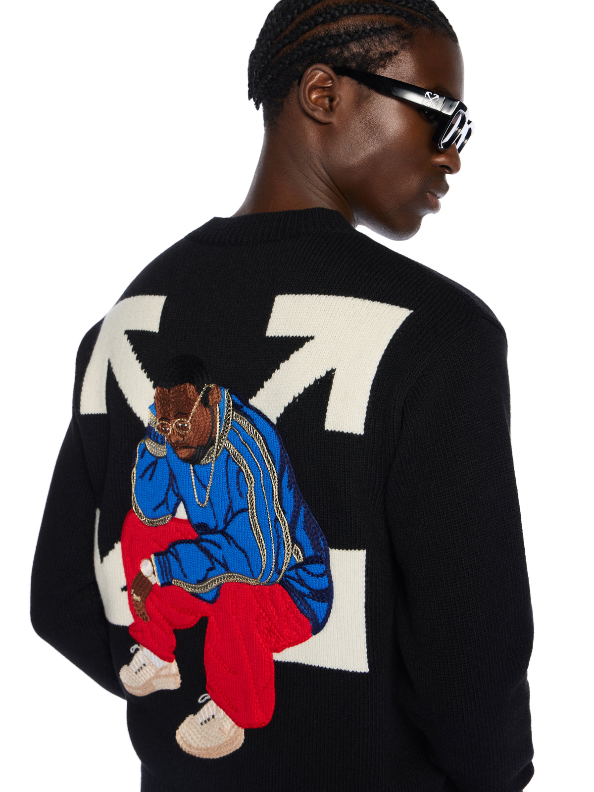 OFF WHITE Thinkman Arrow Knit Crewneck BLACK - WHITE OMHE20NF25KNI001