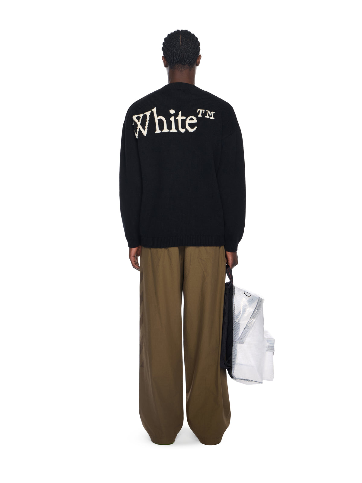 OFF WHITE Bookish Knit Crewneck Sweater BLACK - CREAM OMHE20QF25KNI001