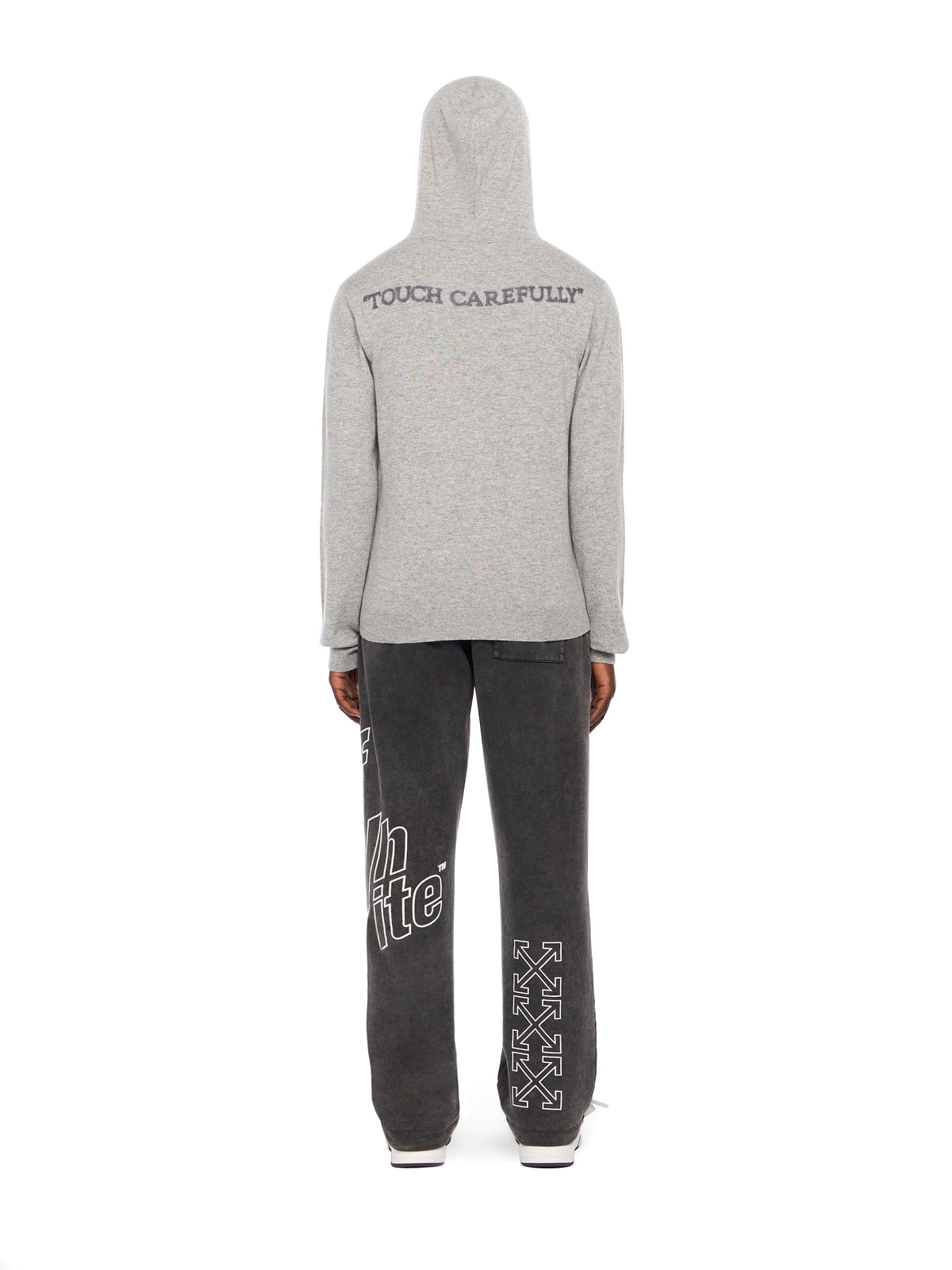 OFF WHITE Quote Knit Hoodie LIGHT GREY MELANGE - BLACK OMHU034F25KNI001
