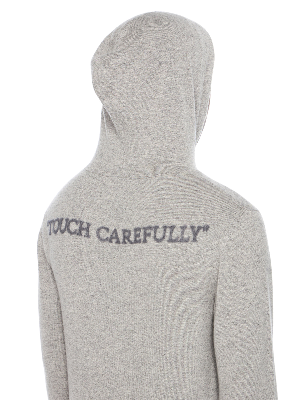 OFF WHITE Quote Knit Hoodie LIGHT GREY MELANGE - BLACK OMHU034F25KNI001