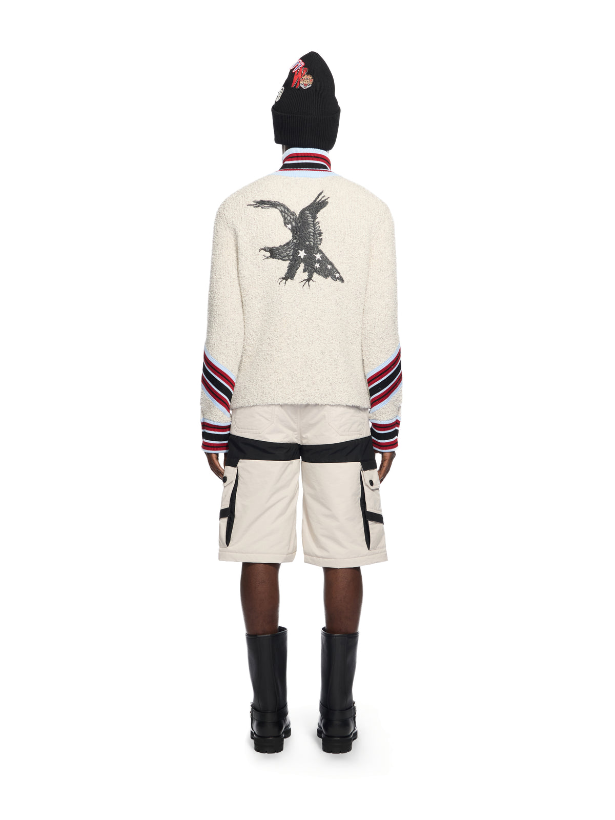 OFF WHITE Bouclé Zip Cardigan LIGHT GREY - BLACK OMHY002W25KNI001