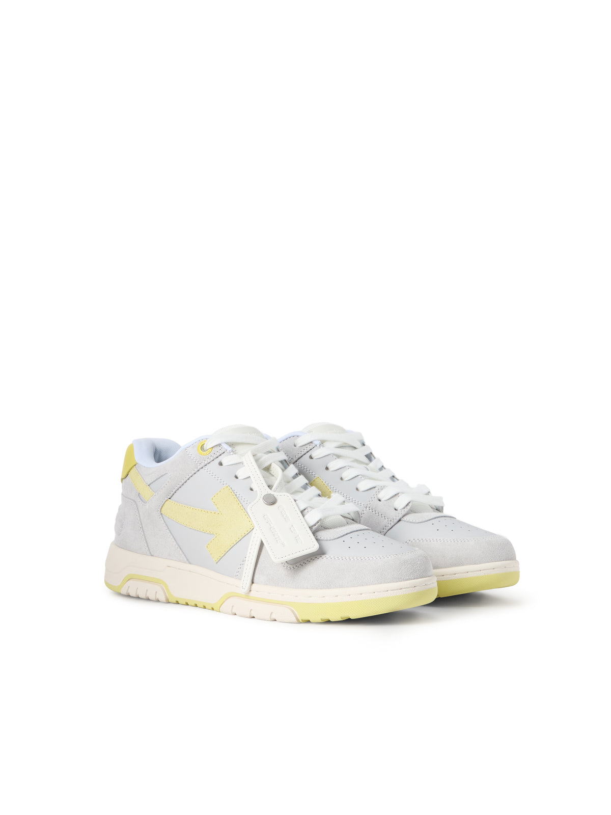 OFF WHITE Out Of Office Suede Sneakers MEDIUM GREY - YELLOW OMIA189F25LEA005