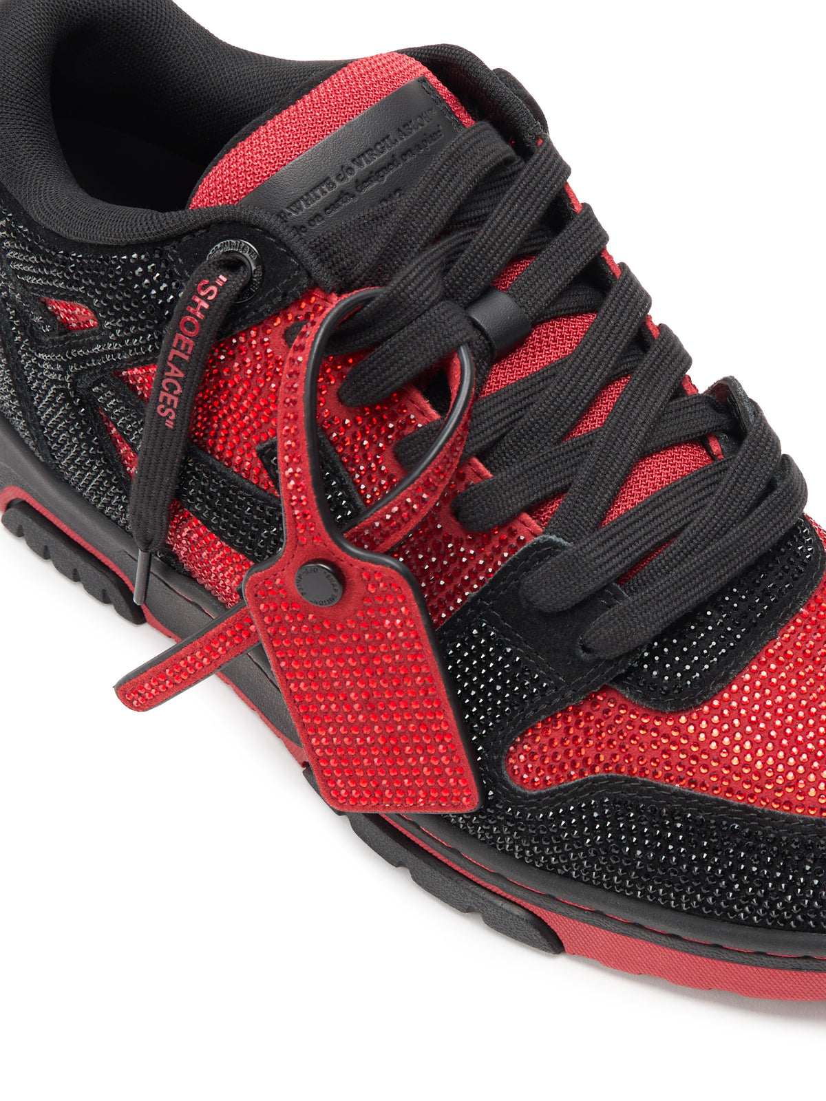 OFF WHITE Out Of Office Strass Sneakers BLACK - RED OMIA189G25LEA002