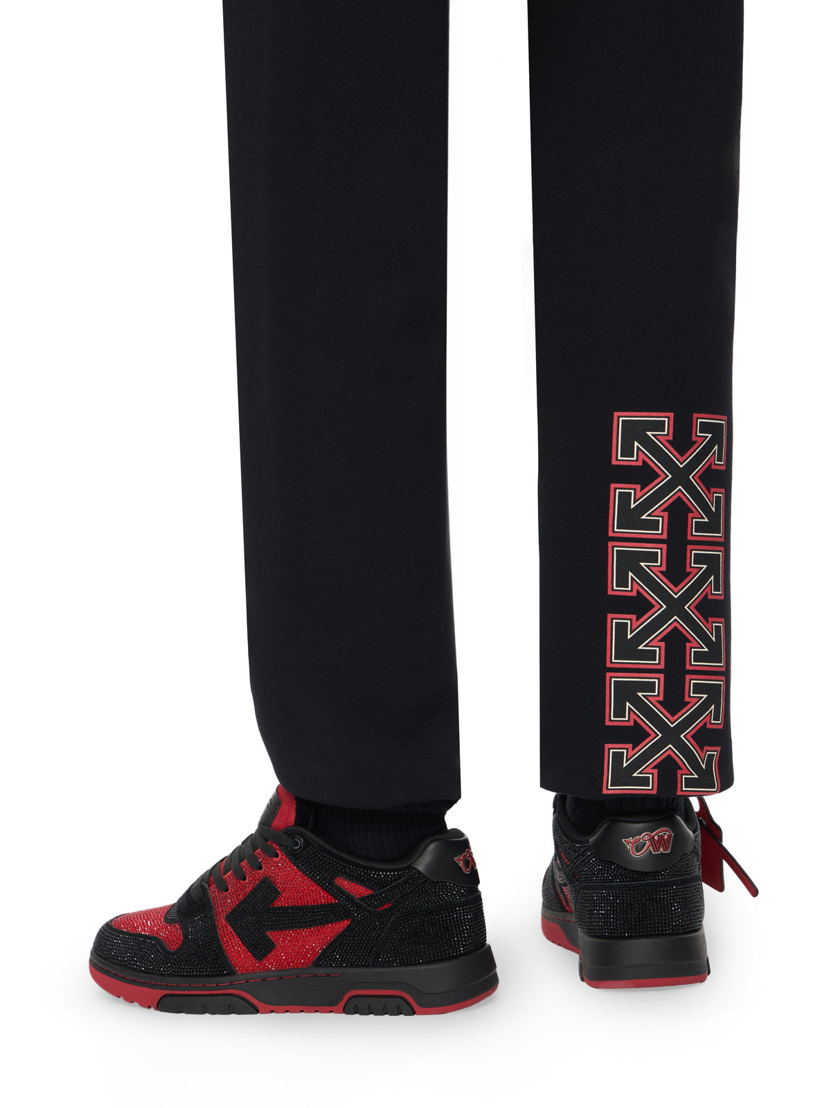 OFF WHITE Out Of Office Strass Sneakers BLACK - RED OMIA189G25LEA002