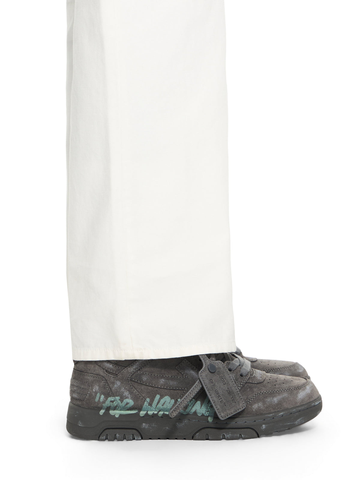 OFF WHITE Out Of Office "For Walking" Suede Sneakers DARK GREY - MISTY BLUE OMIA189S26LEA006