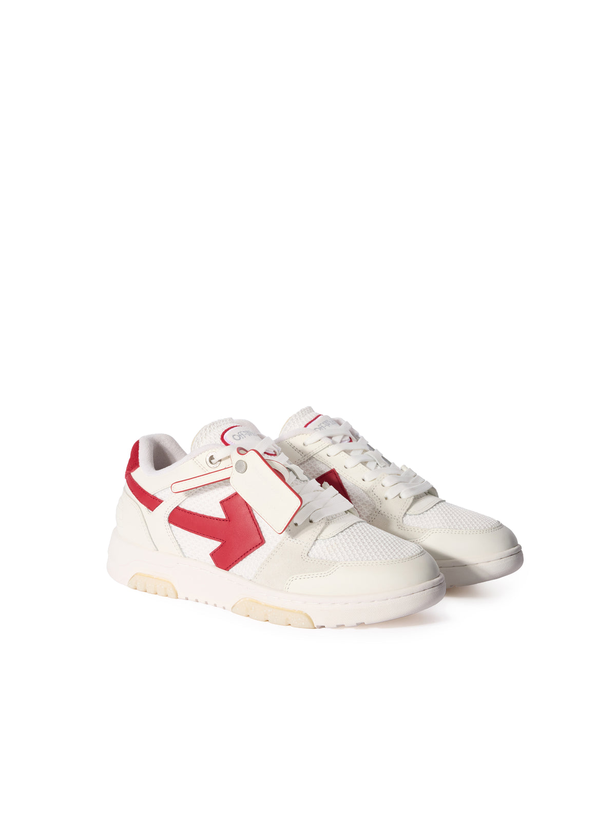 OFF WHITE Out Of Office Slim Sneakers WHITE - STRAWBERRY RED OMIA243F25LEA001