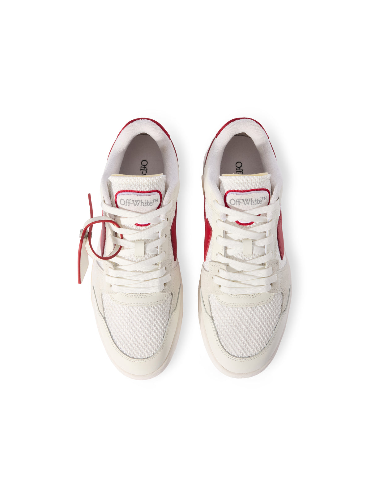 OFF WHITE Out Of Office Slim Sneakers WHITE - STRAWBERRY RED OMIA243F25LEA001