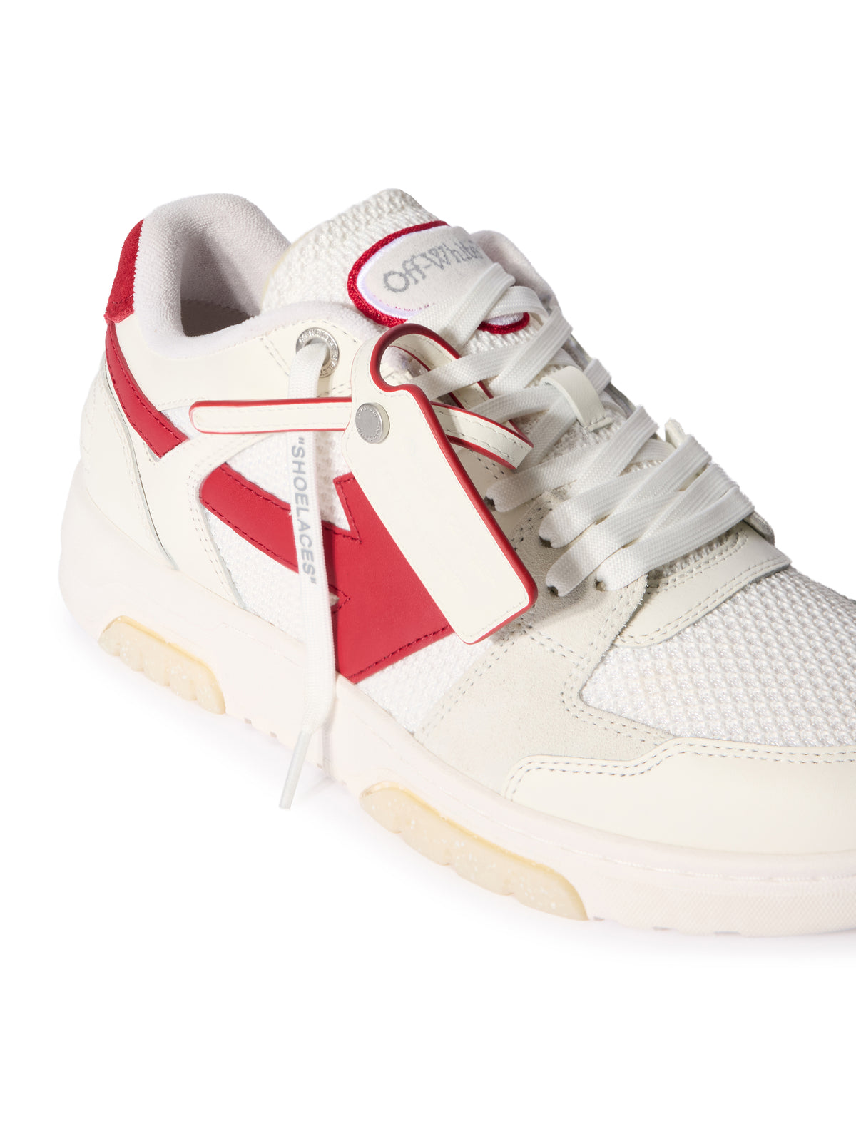 OFF WHITE Out Of Office Slim Sneakers WHITE - STRAWBERRY RED OMIA243F25LEA001
