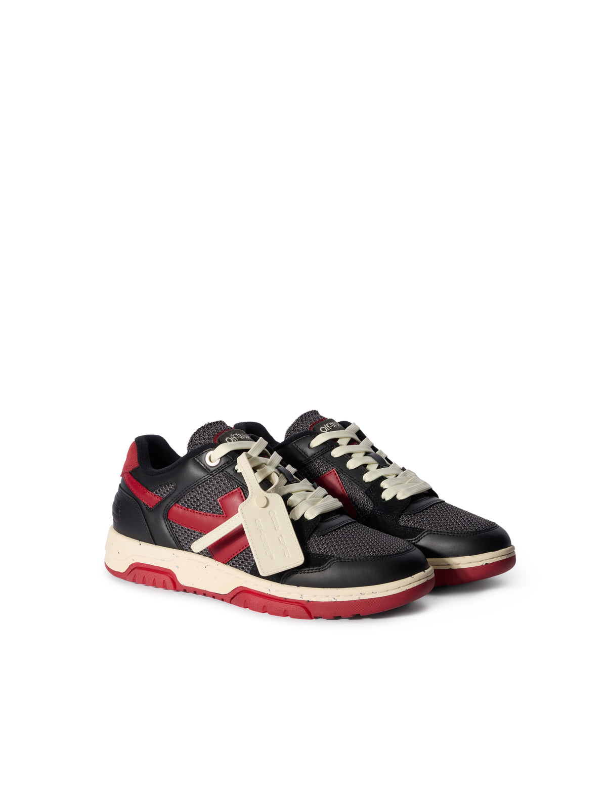 OFF WHITE Out Of Office Slim Sneakers GREY MELANGE - CORAL RED OMIA243F25LEA001
