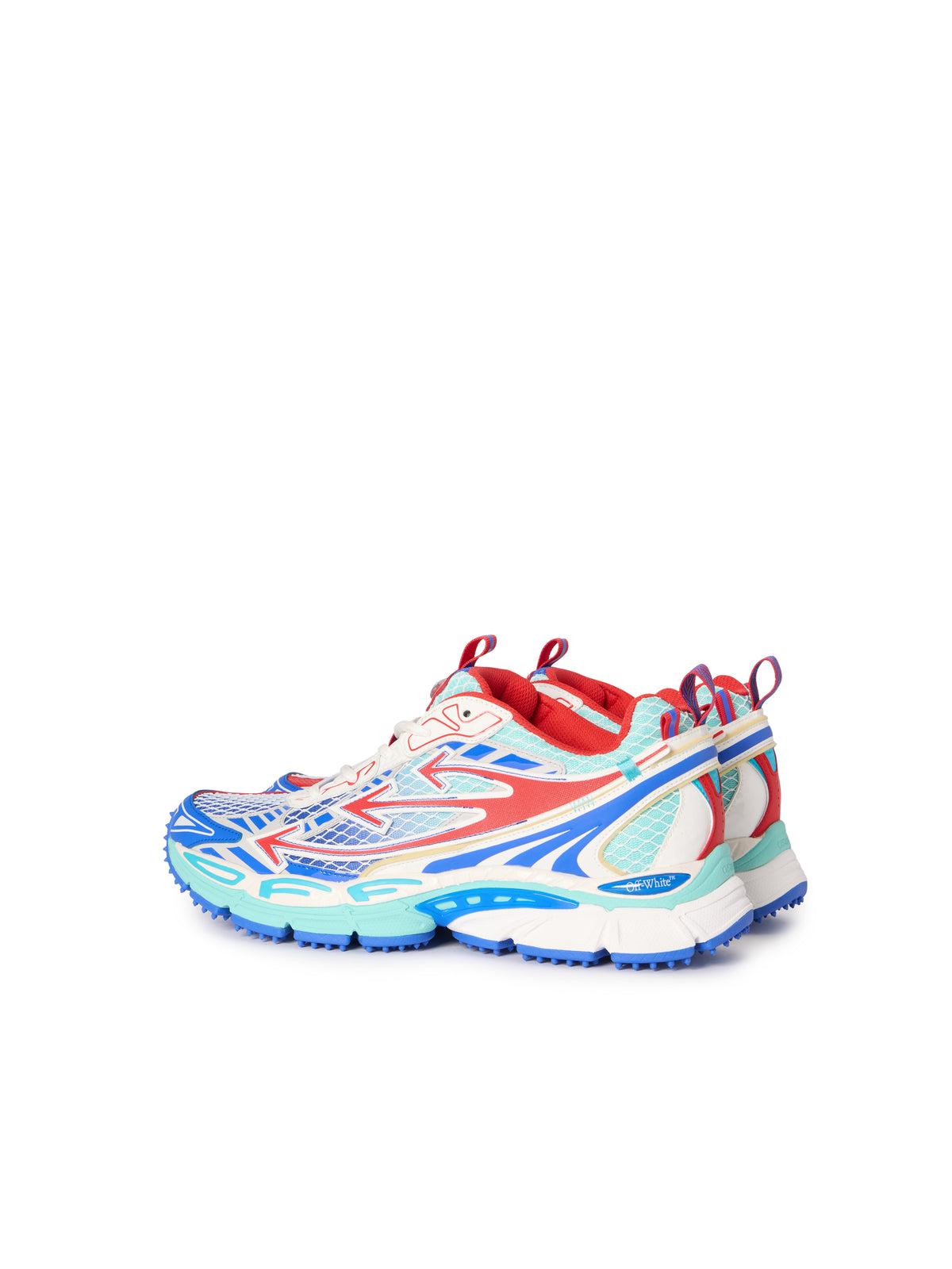 OFF WHITE Be Right Back Fishnet Sneakers FIERY RED - COBALT BLUE OMIA295S26FAB004