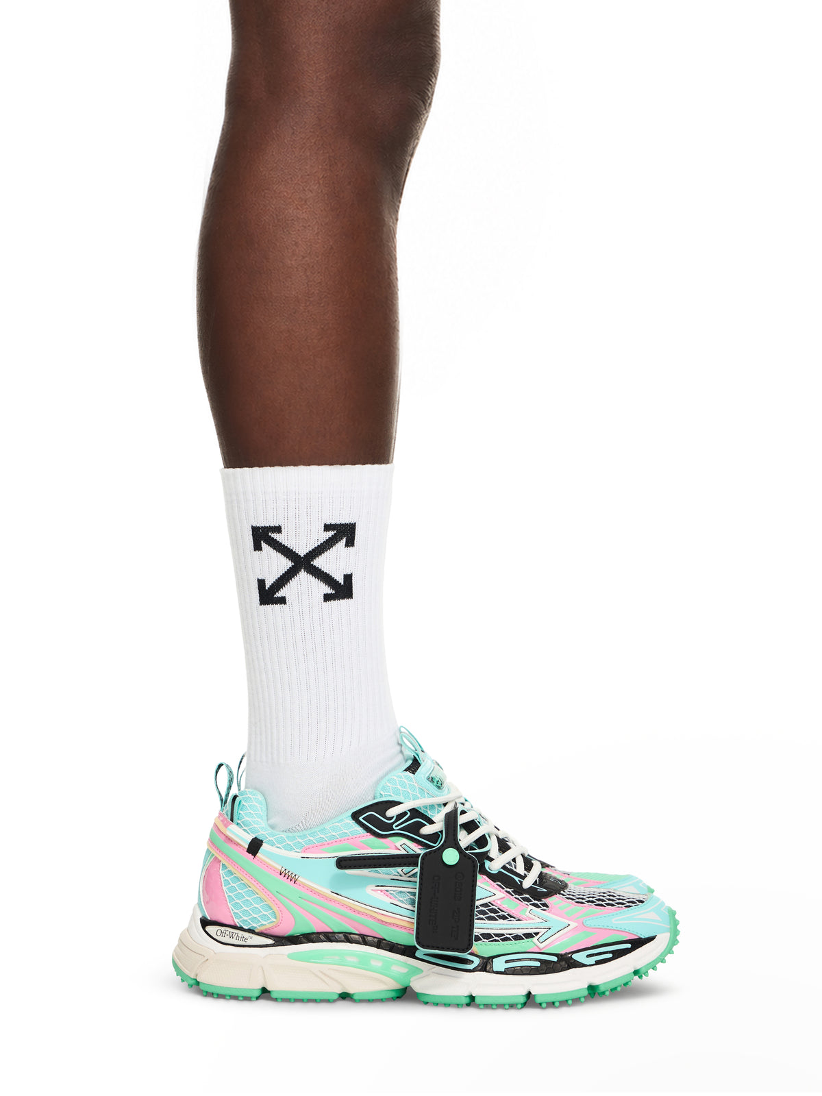 OFF WHITE Be Right Back Fishnet Sneakers AQUA - MINT OMIA295S26FAB004