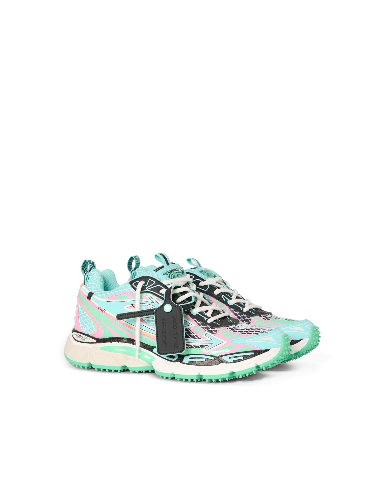 OFF WHITE Be Right Back Fishnet Sneakers AQUA - MINT OMIA295S26FAB004
