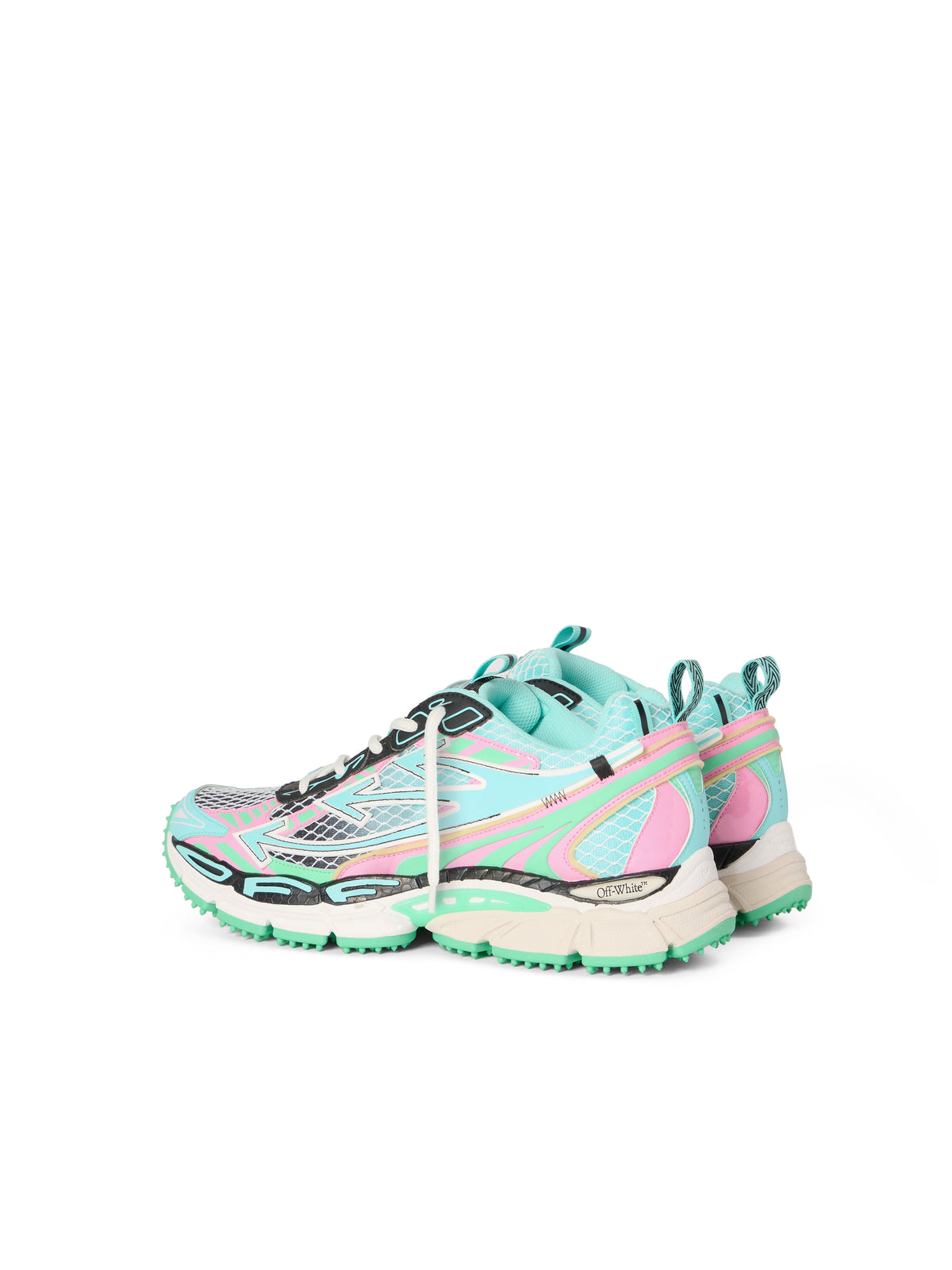 OFF WHITE Be Right Back Fishnet Sneakers AQUA - MINT OMIA295S26FAB004