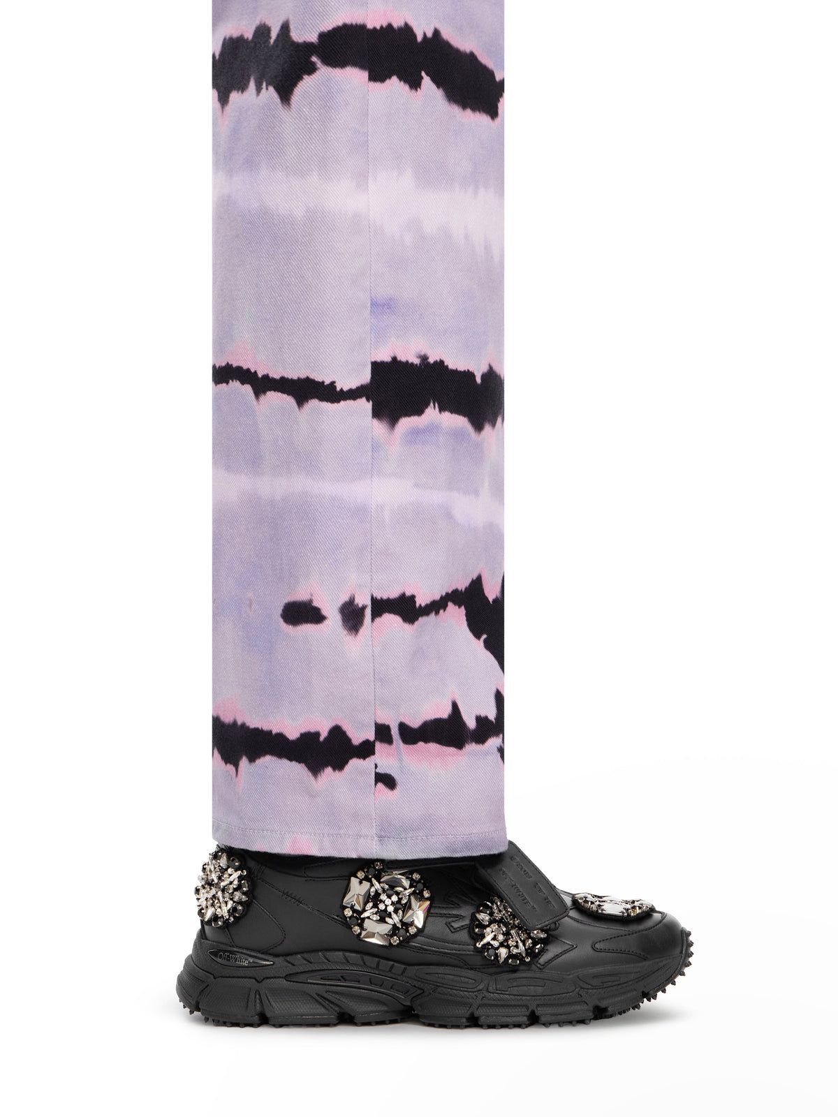 OFF WHITE Be Right Back Bejeweled Sneakers BLACK - SILVER OMIA295Z26LEA003