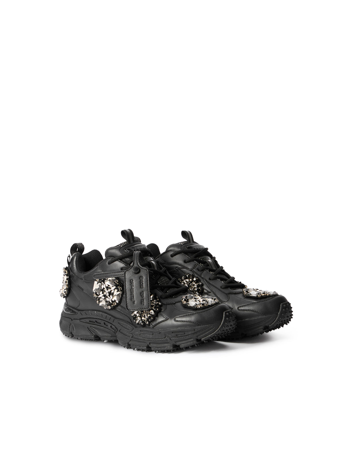 OFF WHITE Be Right Back Bejeweled Sneakers BLACK - SILVER OMIA295Z26LEA003