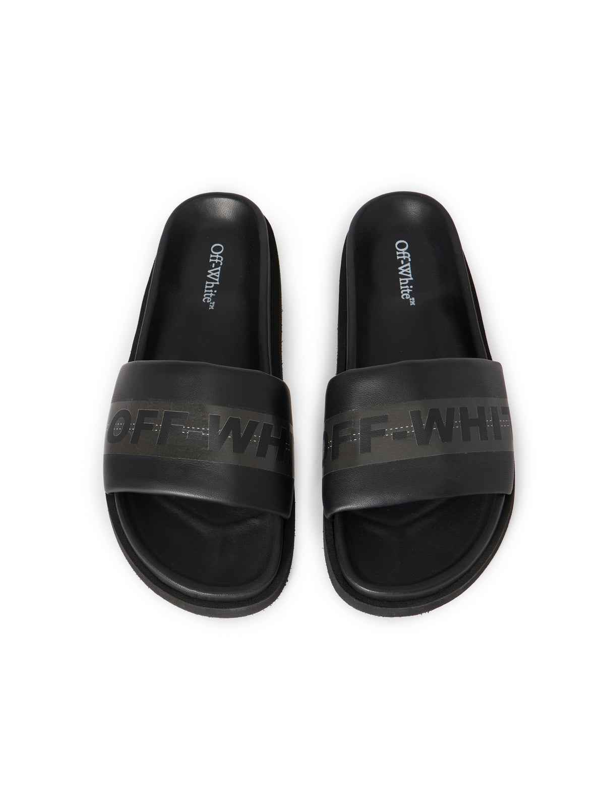OFF WHITE Industrial Belt Slider Sandals BLACK - ANTHRACITE OMIC019S26LEA001