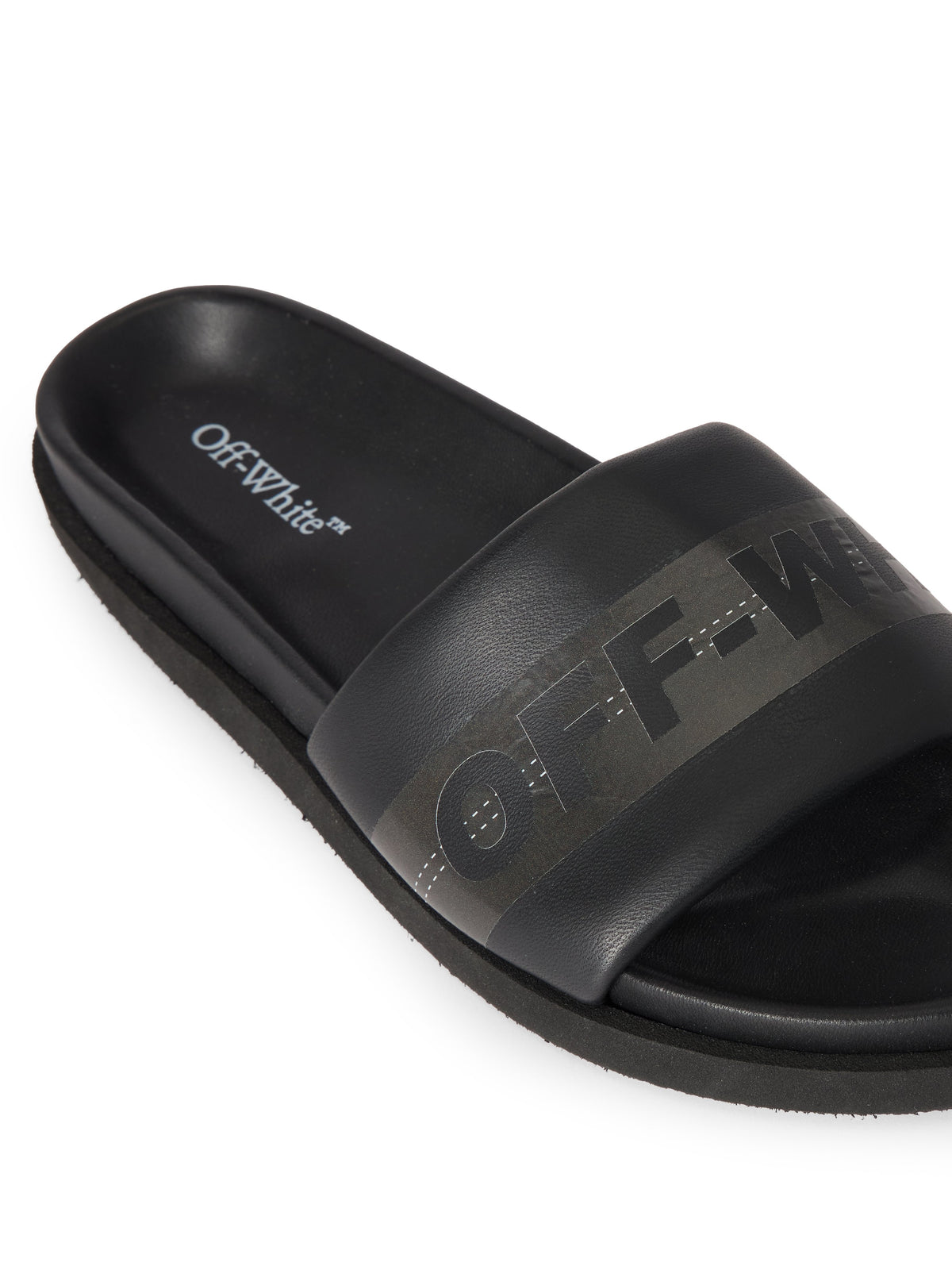 OFF WHITE Industrial Belt Slider Sandals BLACK - ANTHRACITE OMIC019S26LEA001