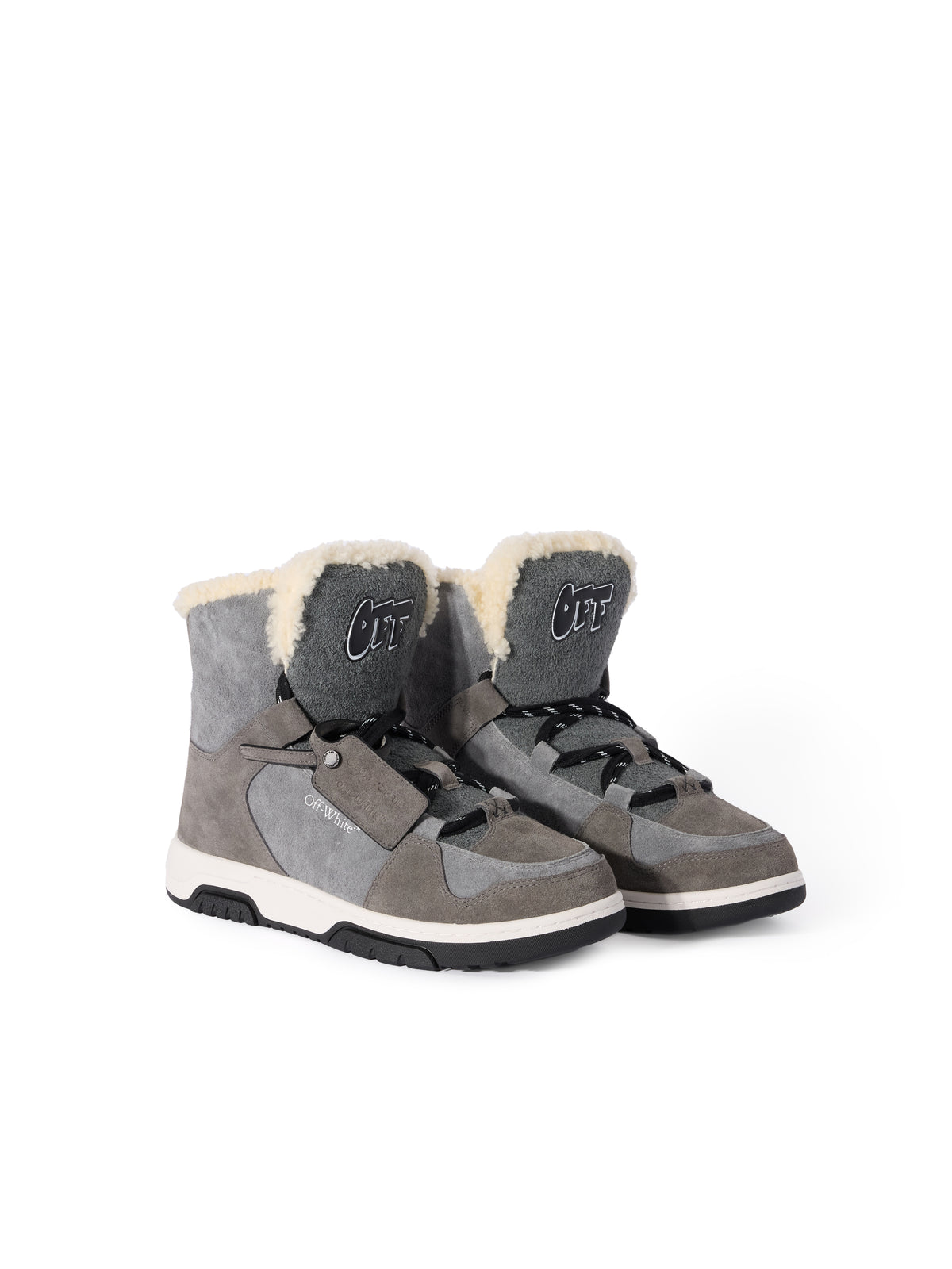 OFF WHITE Shearling Trim Winter Boots CENERE/ HAVANA BLACK OMIY003F25LEA001