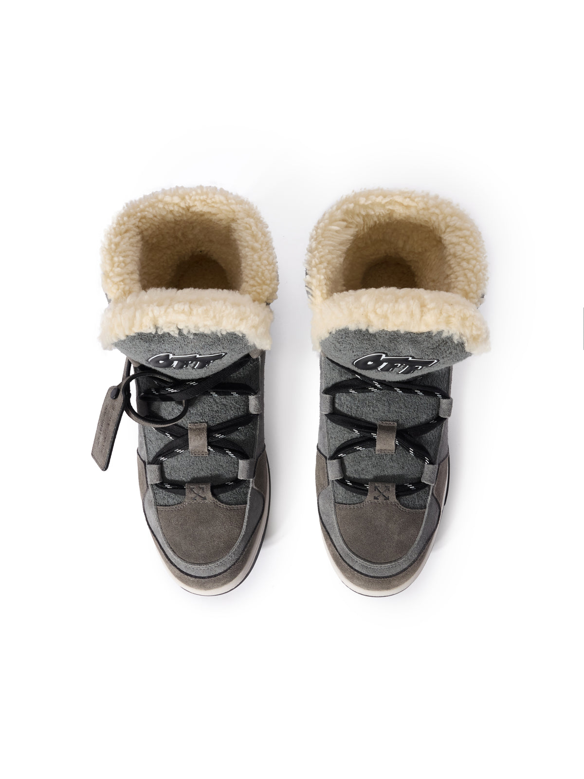 OFF WHITE Shearling Trim Winter Boots CENERE/ HAVANA BLACK OMIY003F25LEA001