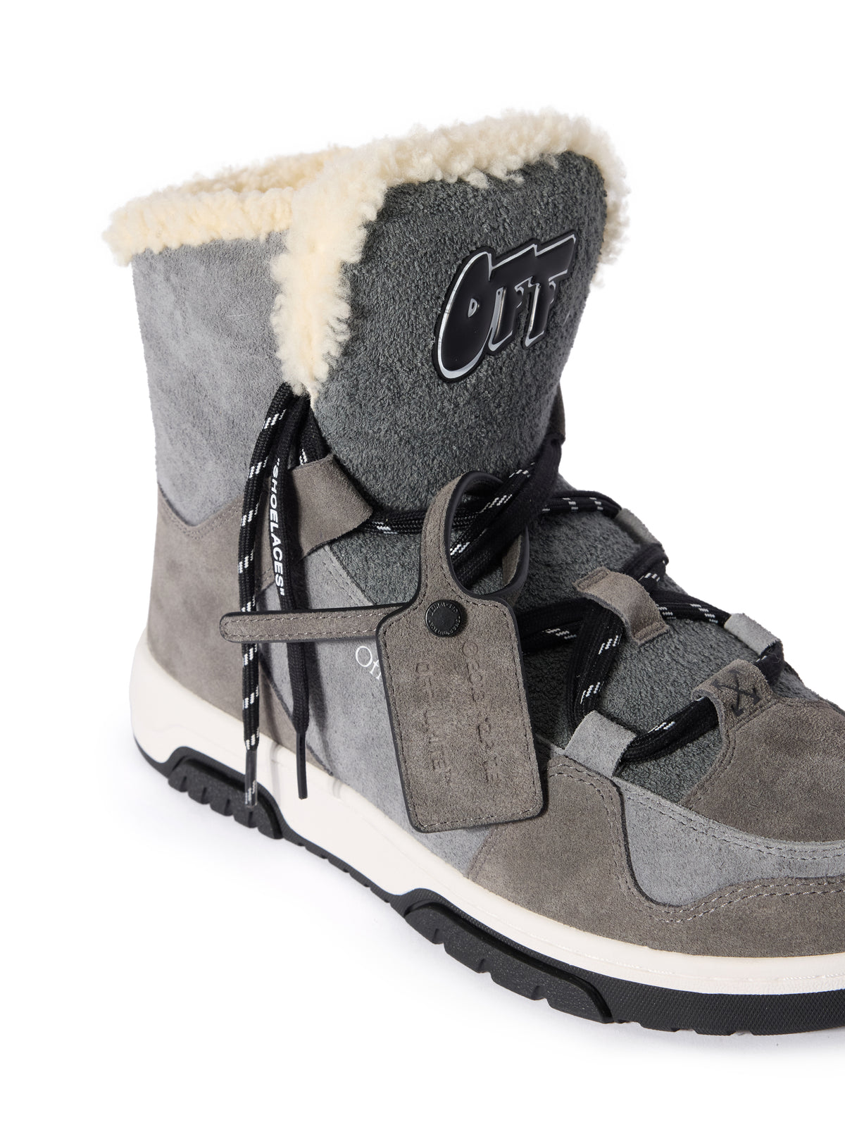 OFF WHITE Shearling Trim Winter Boots CENERE/ HAVANA BLACK OMIY003F25LEA001