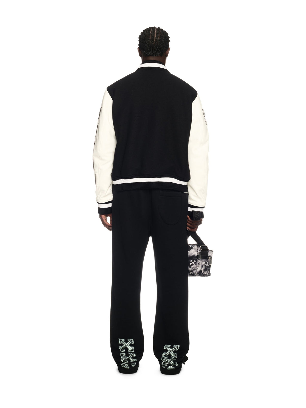 OFF WHITE Leather Wool Varsity Jacket BLACK OMJA122C99LEA005