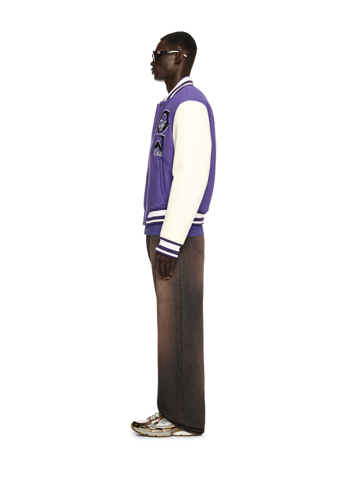 OFF WHITE Time Leather Wool Varsity PURPLE OMJA122S25LEA001