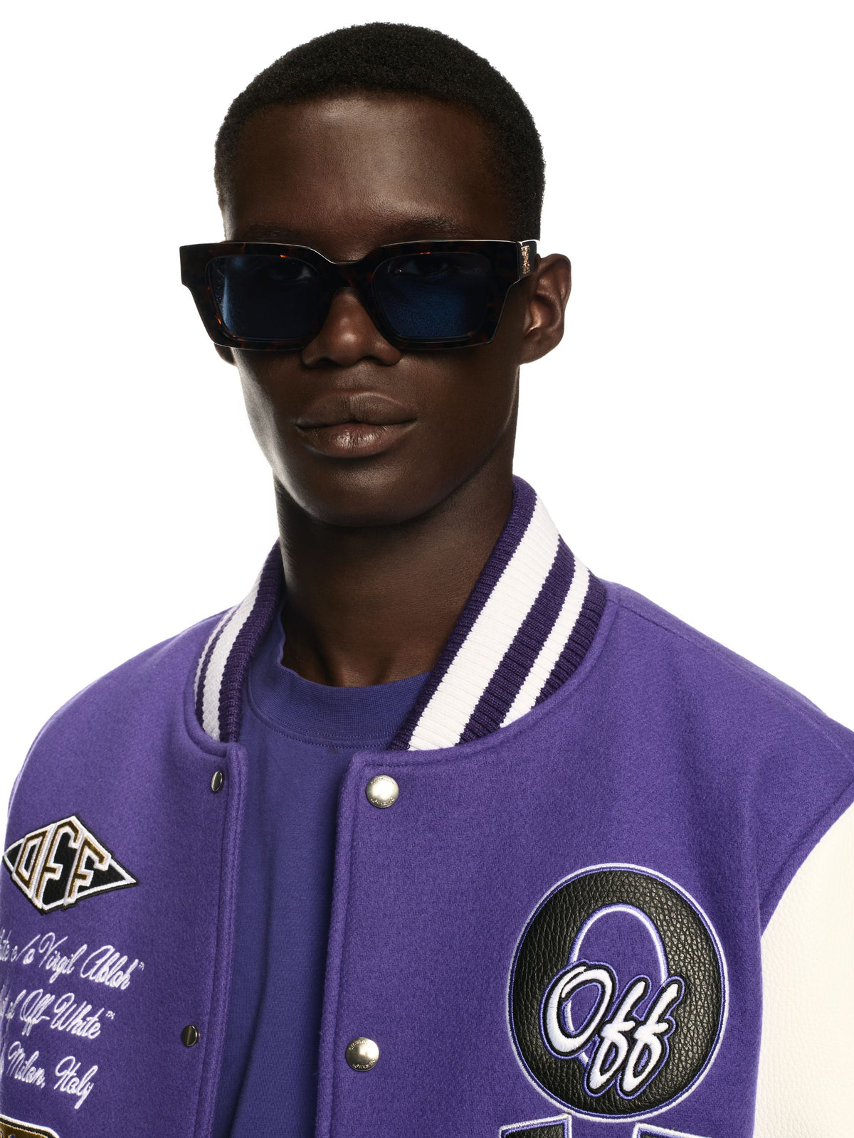 OFF WHITE Time Leather Wool Varsity PURPLE OMJA122S25LEA001