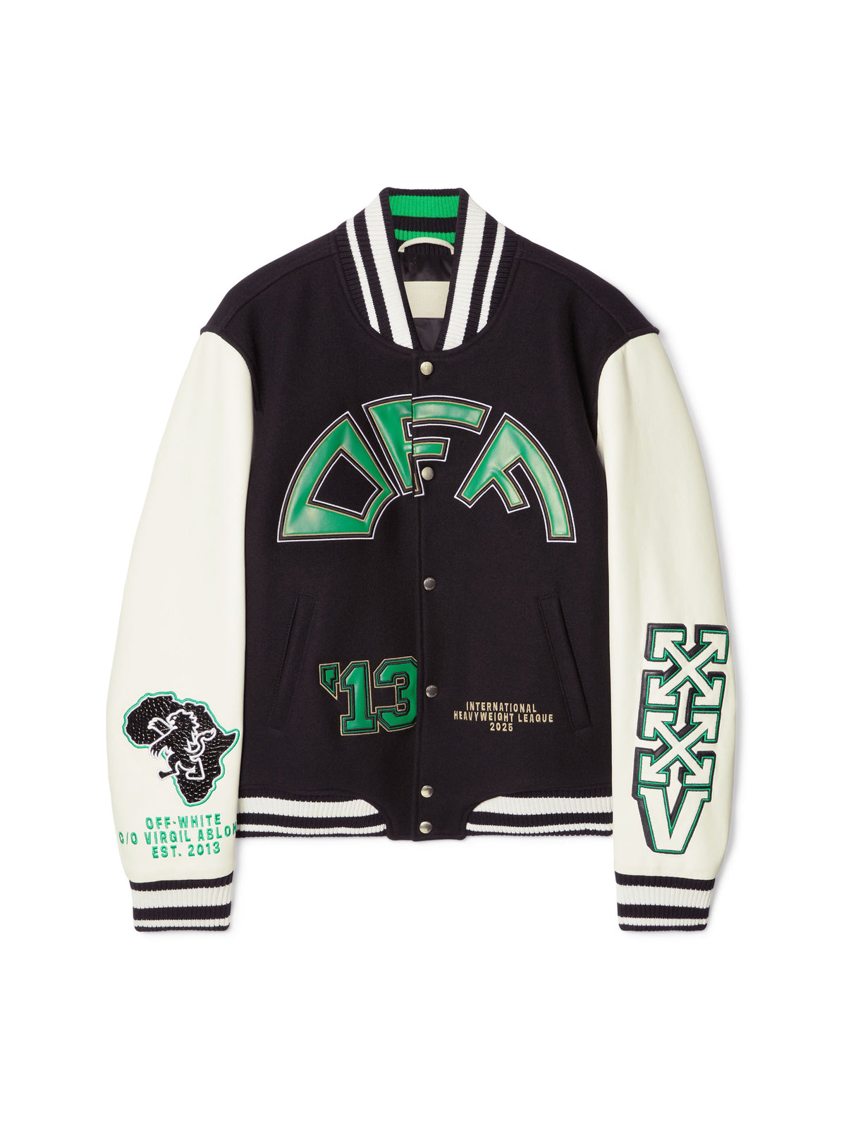Off Croco Lea Wool Varsity Jk