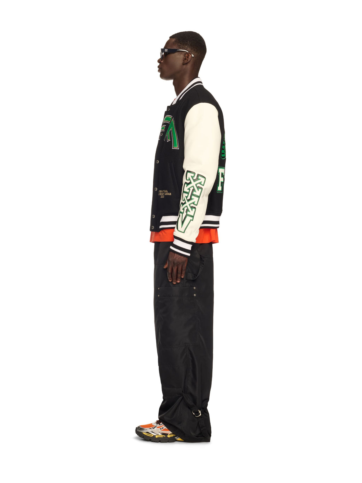 OFF WHITE Off Croco Lea Wool Varsity Jk BLACK OMJA122S25LEA002