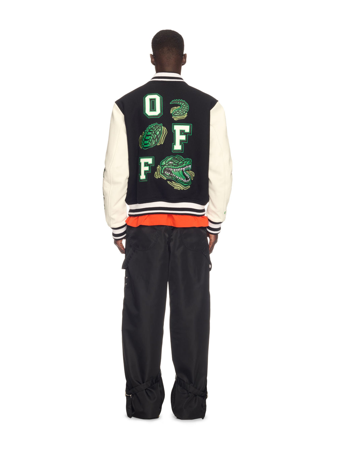 OFF WHITE Off Croco Lea Wool Varsity Jk BLACK OMJA122S25LEA002