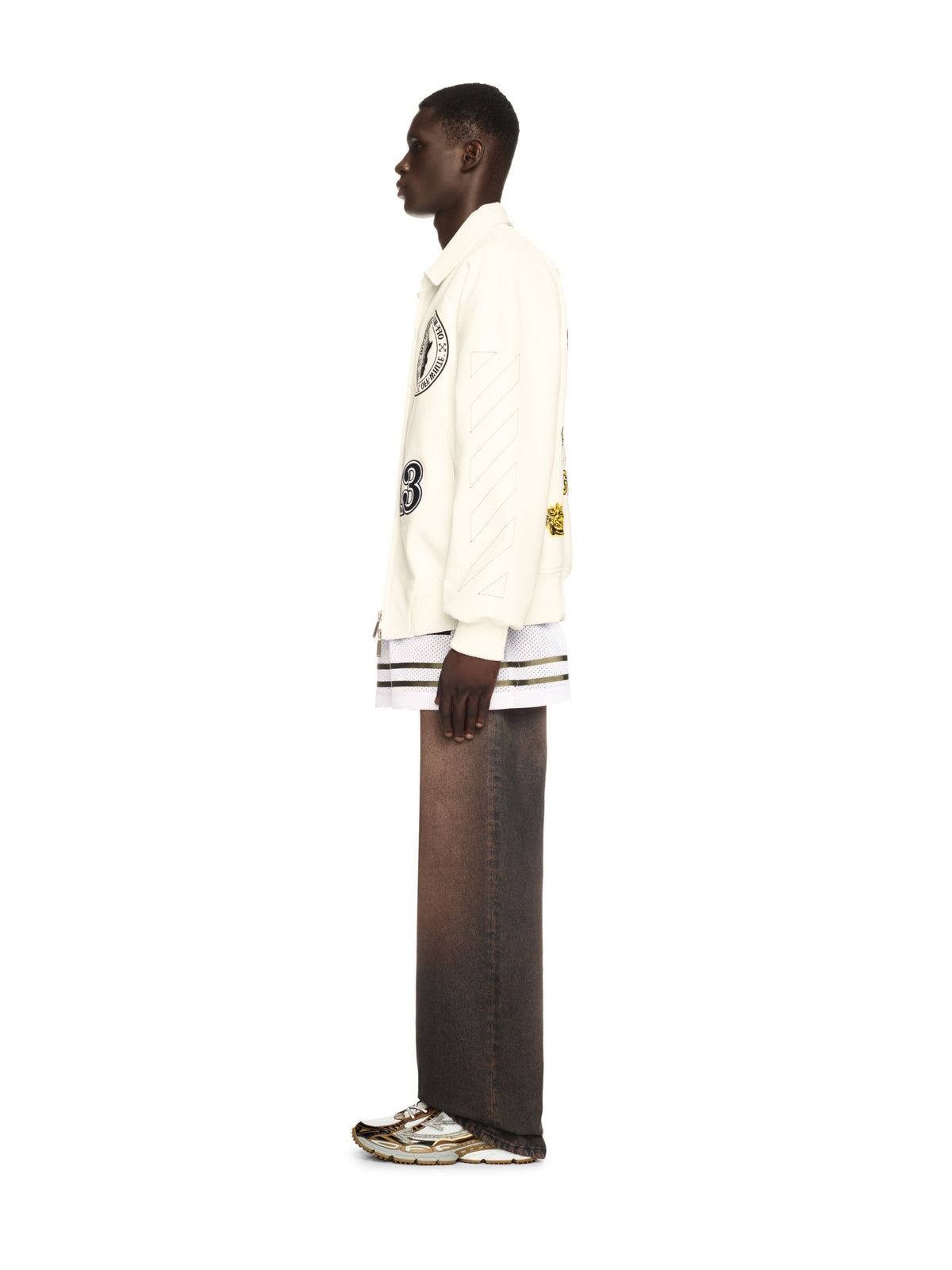 OFF WHITE Rhino Full Lea Raglan Varsity WHITE OMJA123S25LEA001