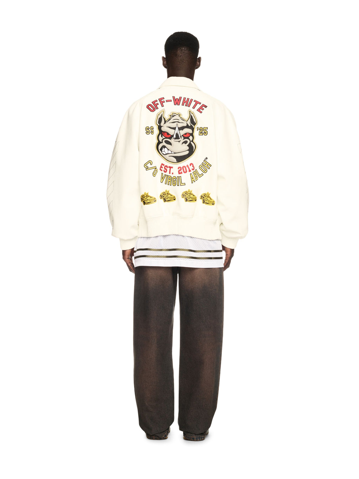 OFF WHITE Rhino Full Lea Raglan Varsity WHITE OMJA123S25LEA001