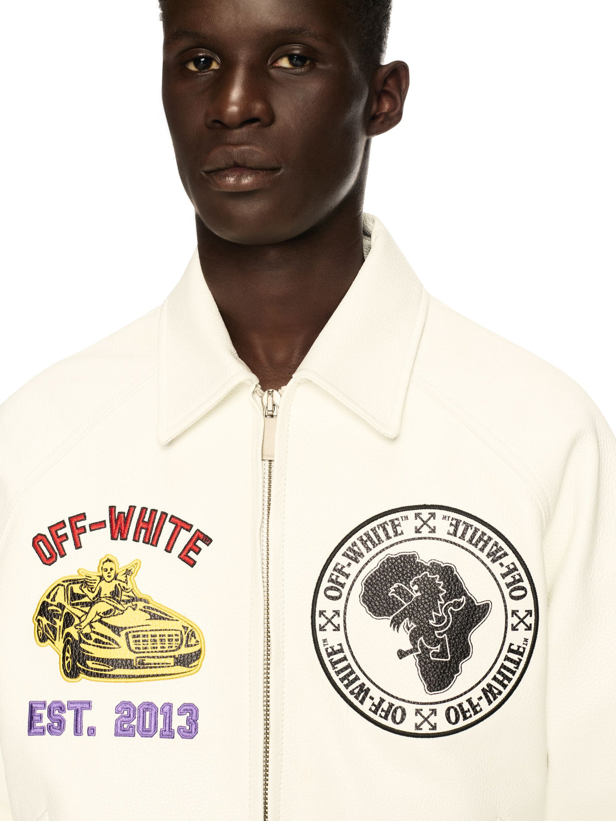 OFF WHITE Rhino Full Lea Raglan Varsity WHITE OMJA123S25LEA001
