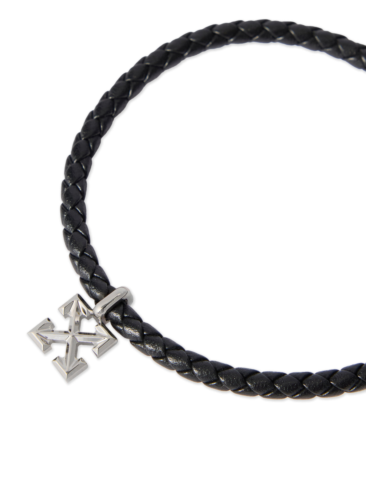 OFF WHITE Arrow Leather Bracelet BLACK - SILVER OMOA10NF25MET001