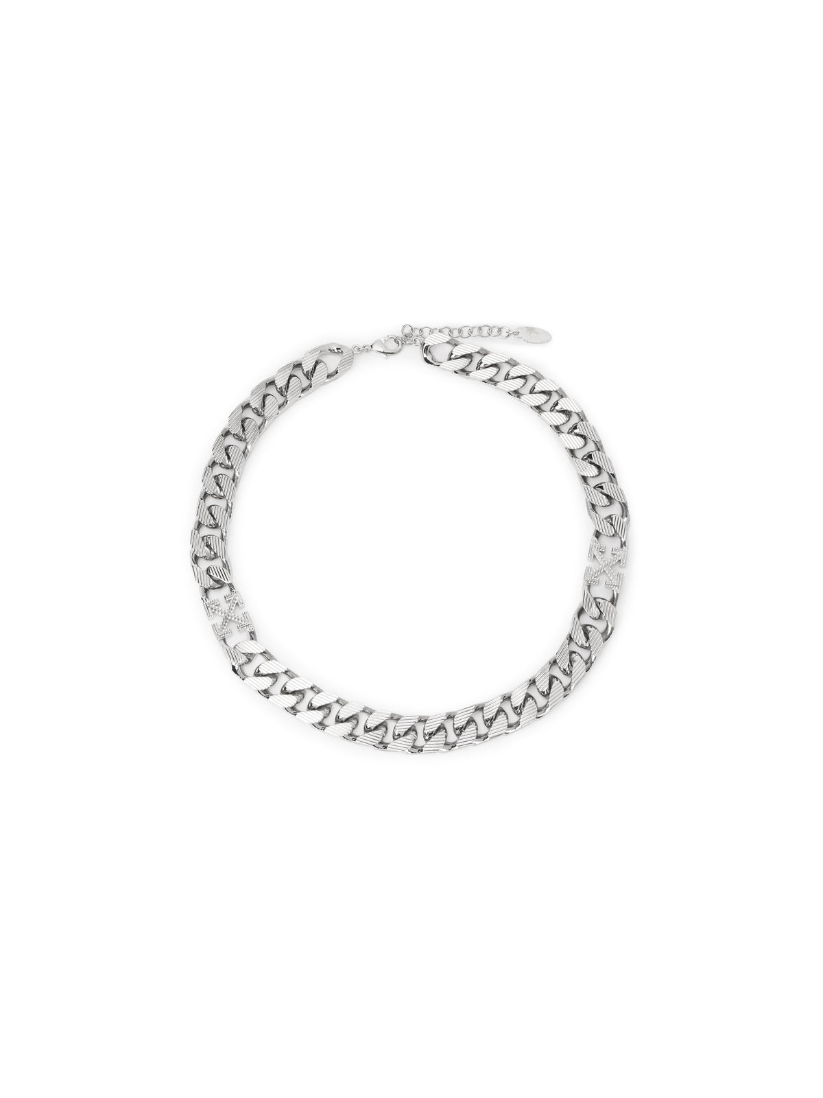 OFF WHITE Arrow Chain Textured Necklace SILVER - SILVER OMOB15VF25MET001