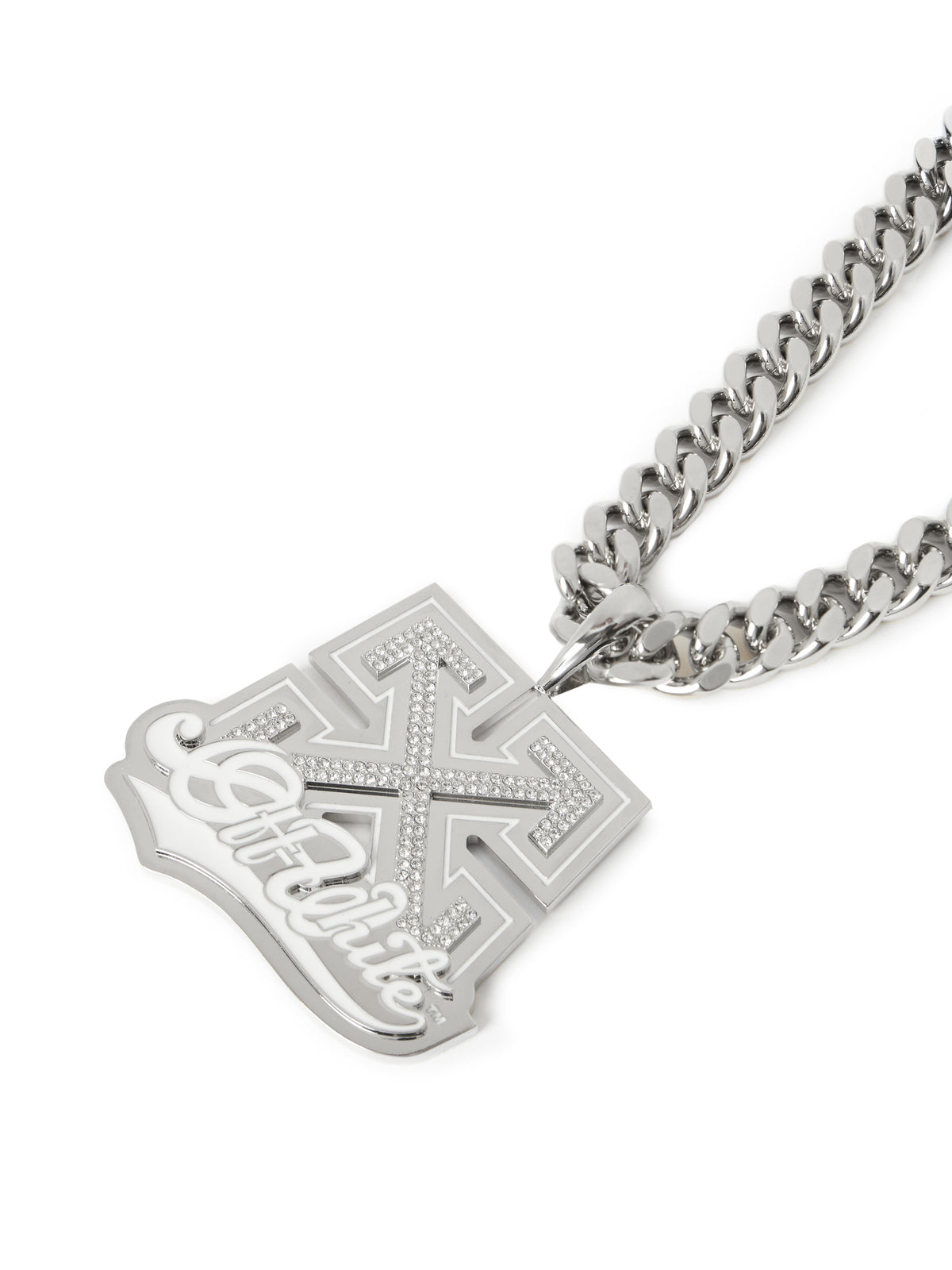 OFF WHITE Bling Strass Arrow Chain SILVER OMOB164S26MET001