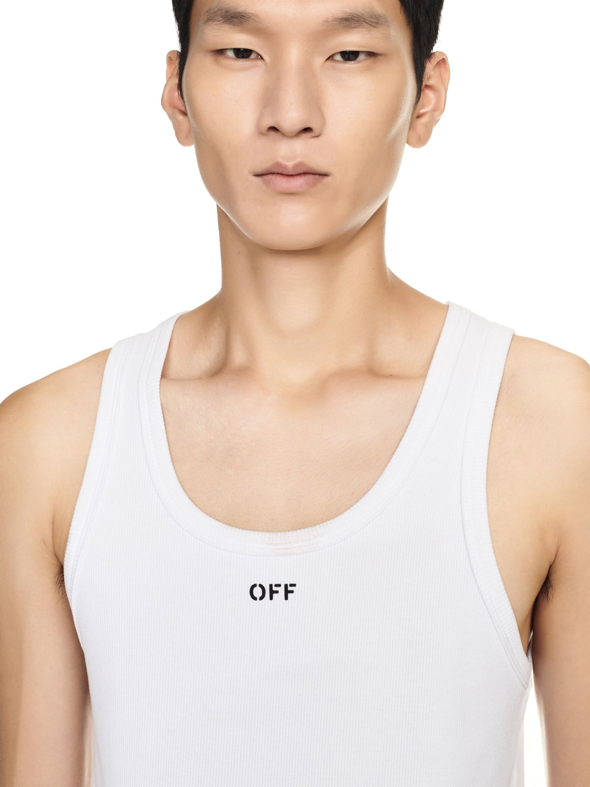 OFF WHITE Off Stamp Rib Tank Top WHITE OMUY006C99JER001