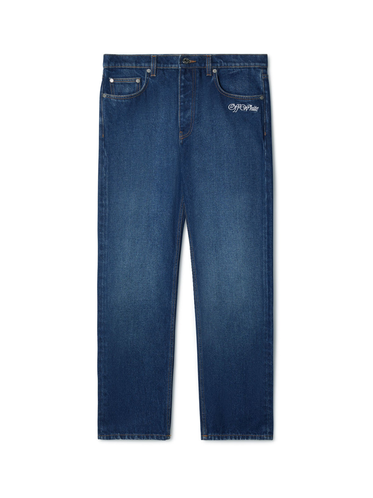 OFF WHITE Script Tapered Jeans BLUE OMYA175F24DEN001
