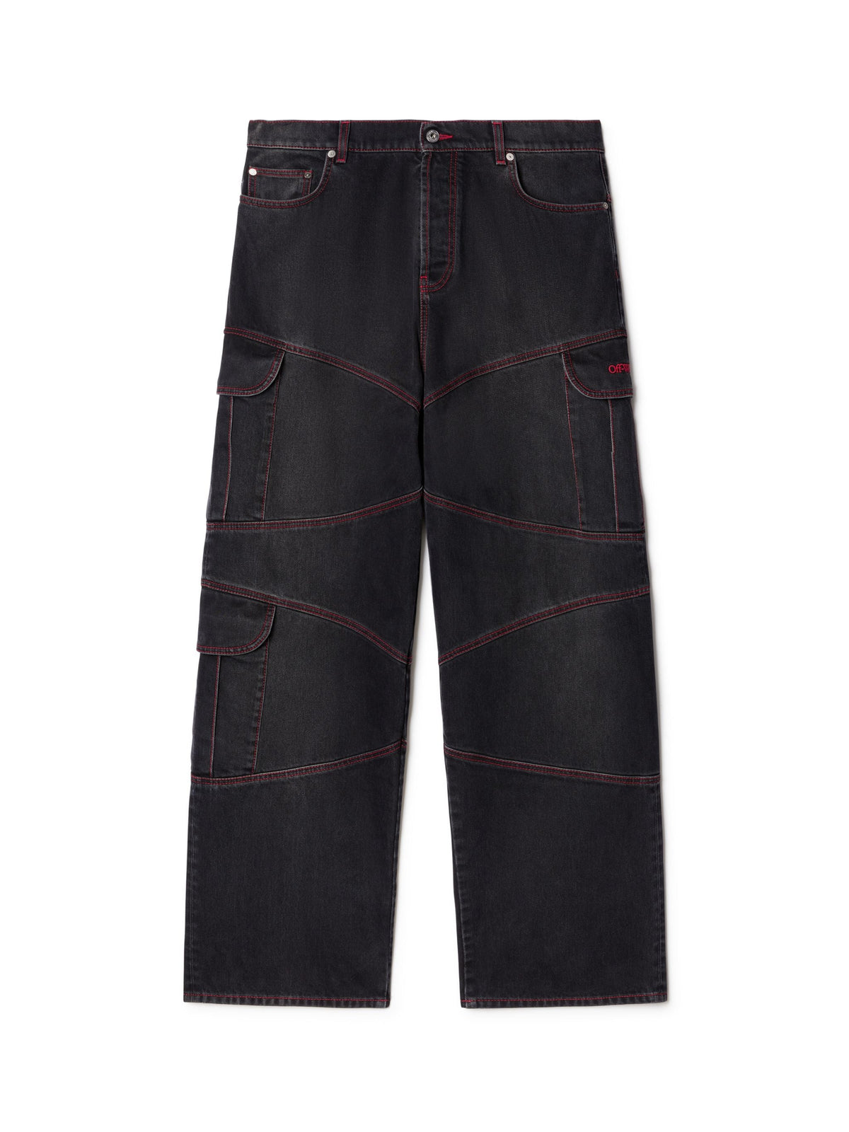 OFF WHITE Script Samurai Straight Jeans BLACK OMYA188F24DEN001