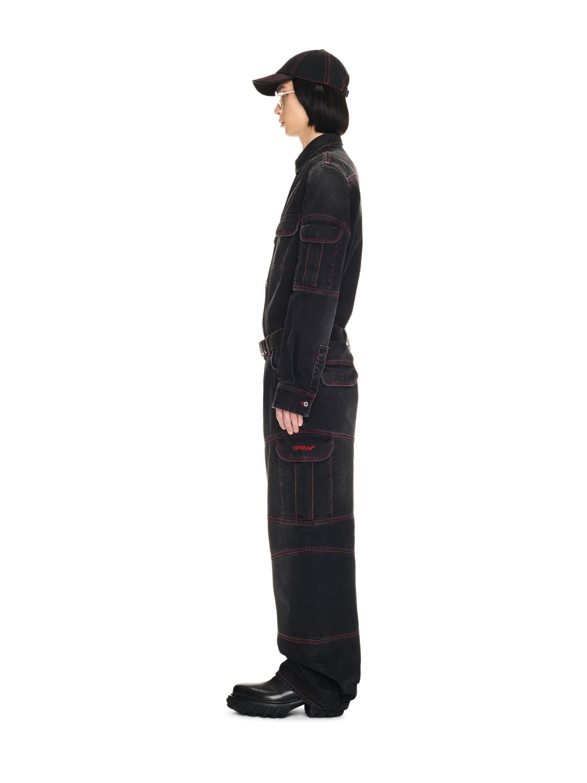 OFF WHITE Script Samurai Straight Jeans BLACK OMYA188F24DEN001