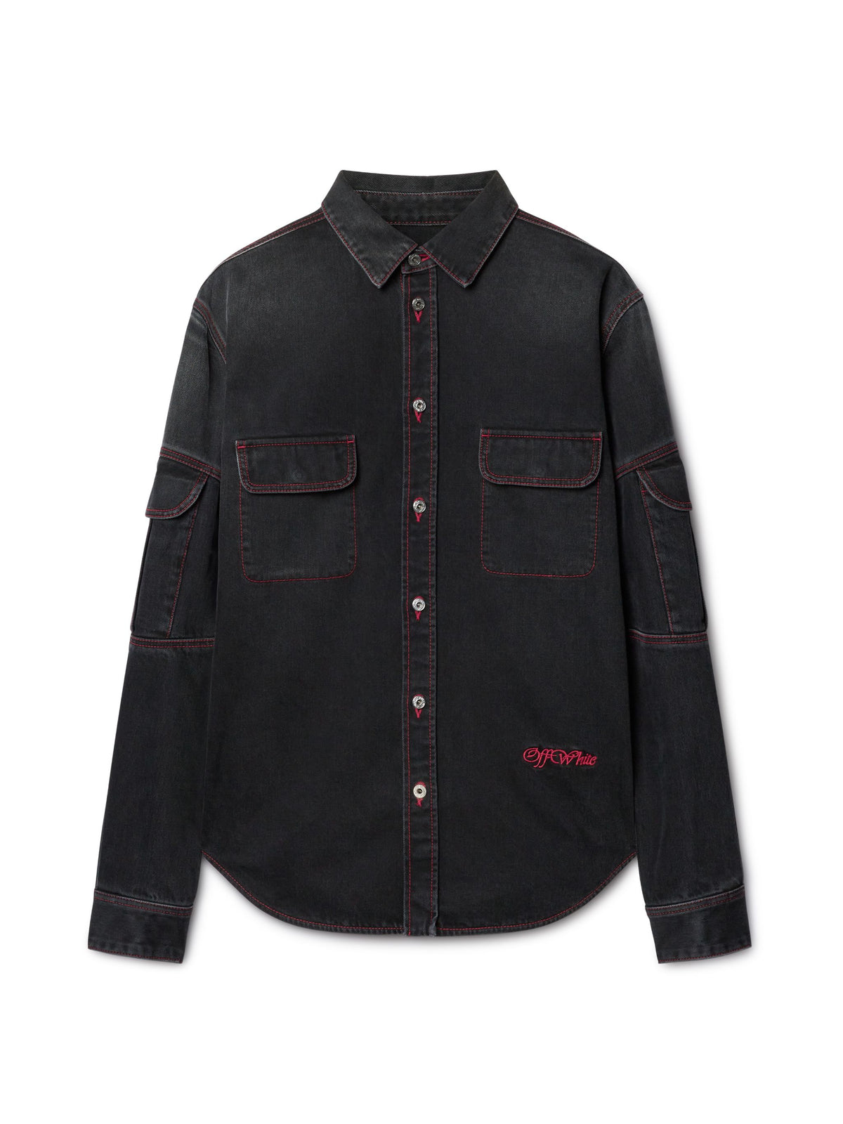 OFF WHITE Script Samurai Den Shirt BLACK OMYD05CF24DEN001