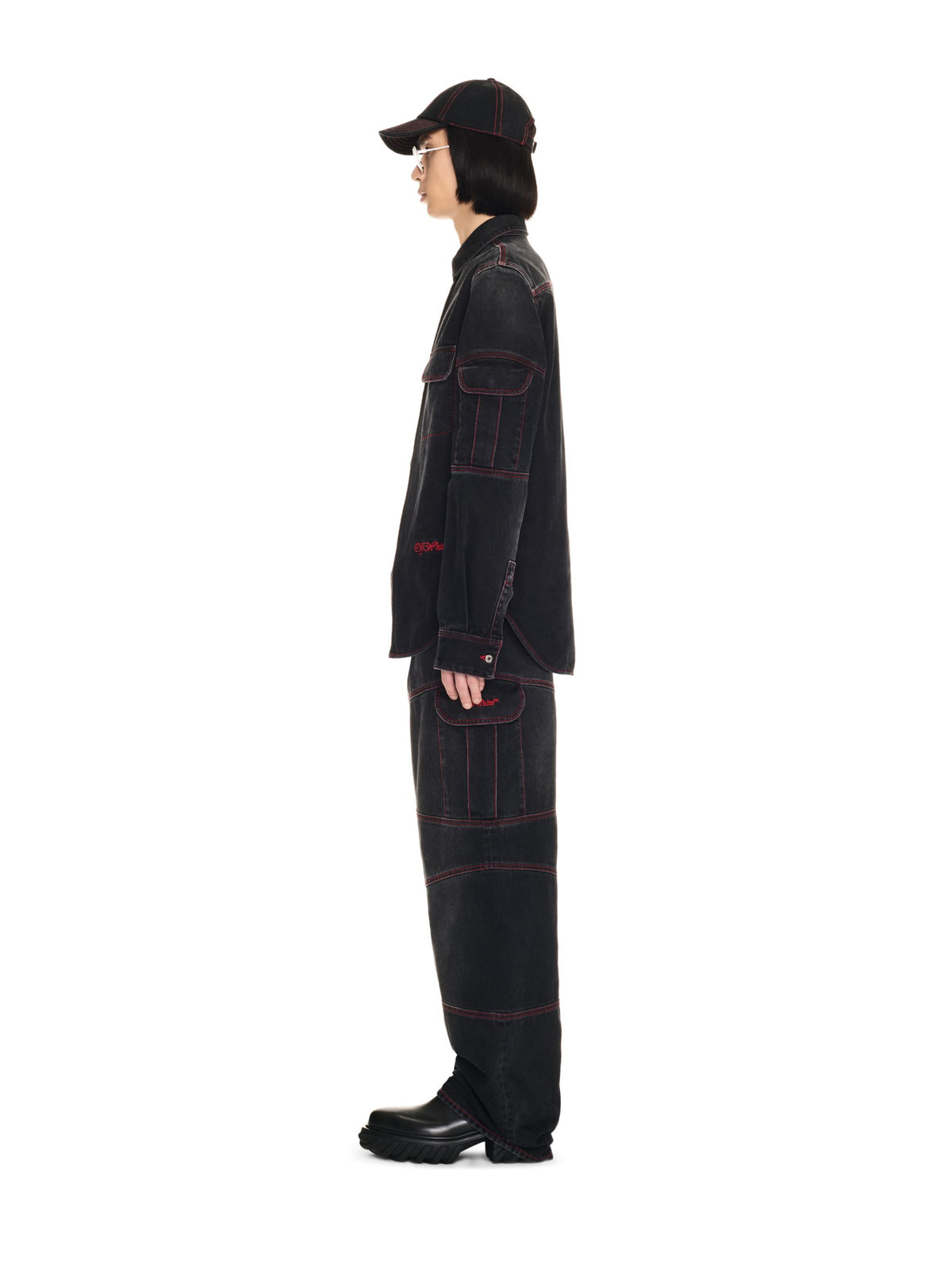 OFF WHITE Script Samurai Den Shirt BLACK OMYD05CF24DEN001