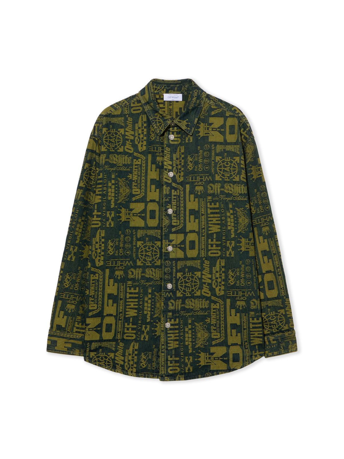 OFF WHITE Multilogo Jacquard Denim Shirt MULTILOGO - GREEN MOSS OMYD05RF25DEN001