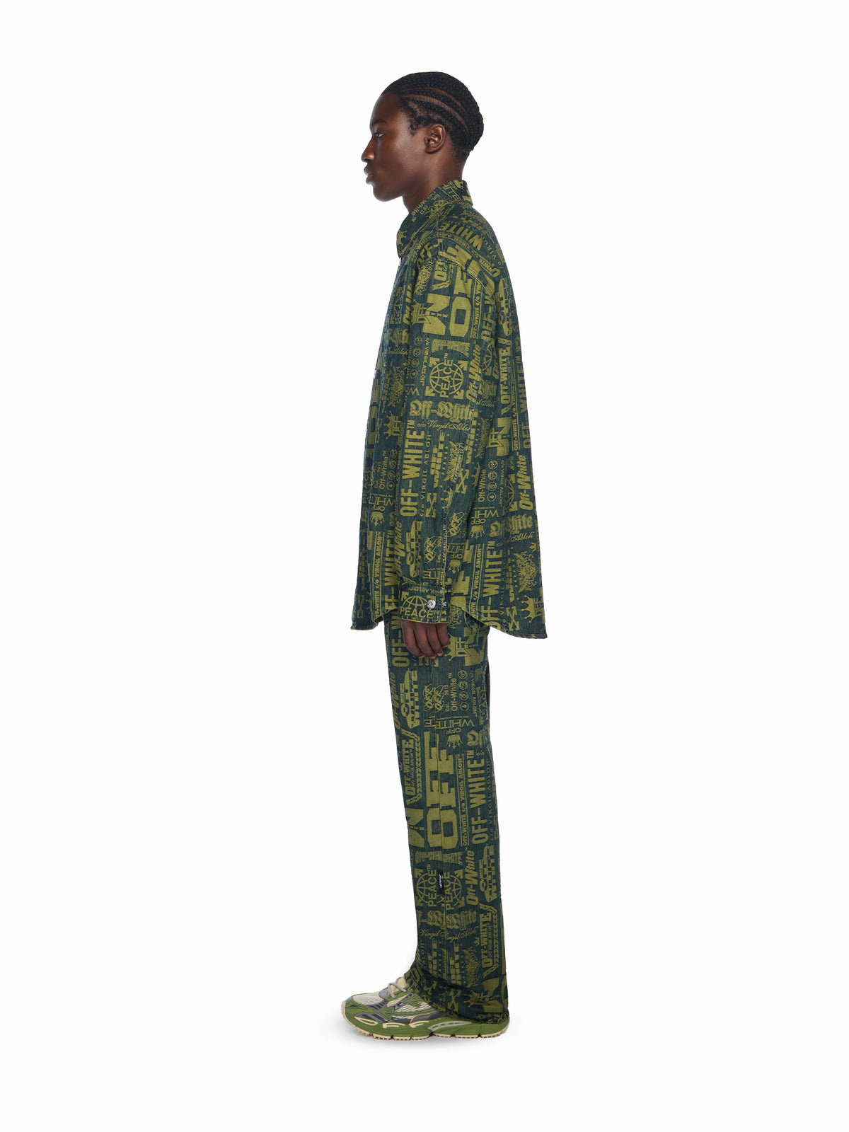 OFF WHITE Multilogo Jacquard Denim Shirt MULTILOGO - GREEN MOSS OMYD05RF25DEN001